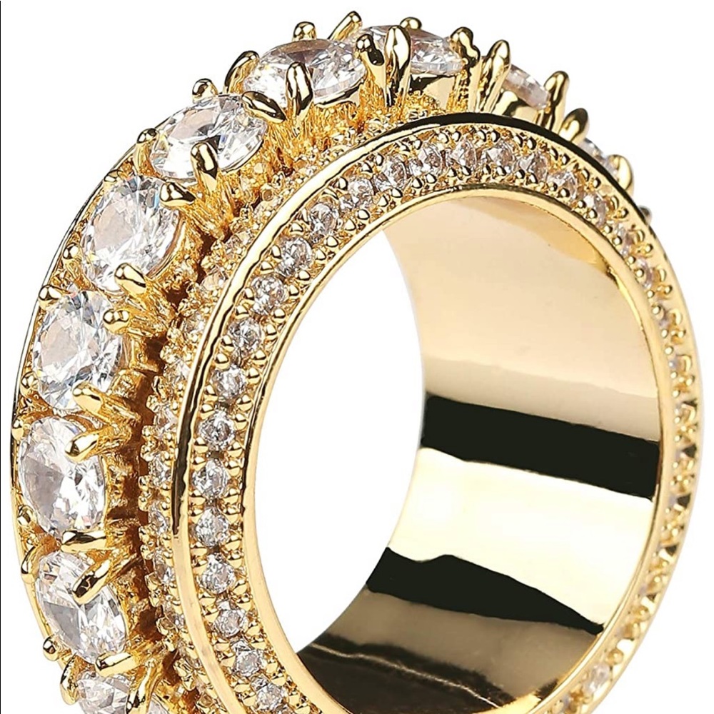 18K Gold/925 Sterling Silver Diamond Ring 10mm